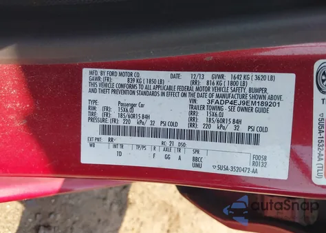 2014 Ford Fiesta Se from USA, damaged, VIN 3FADP4EJ9EM189201